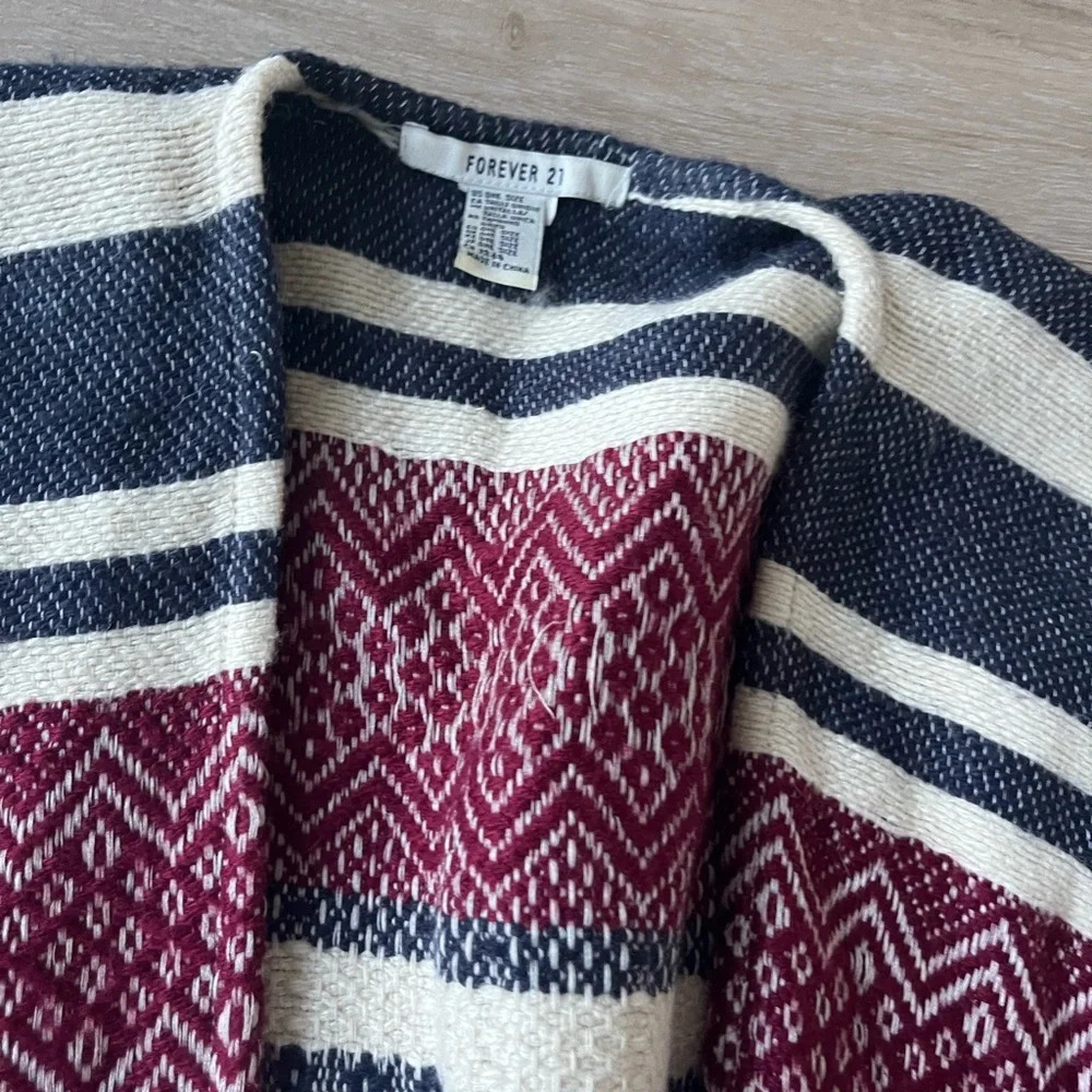 Forever 21 Poncho Stripes Boho One size - Picture 3 of 4
